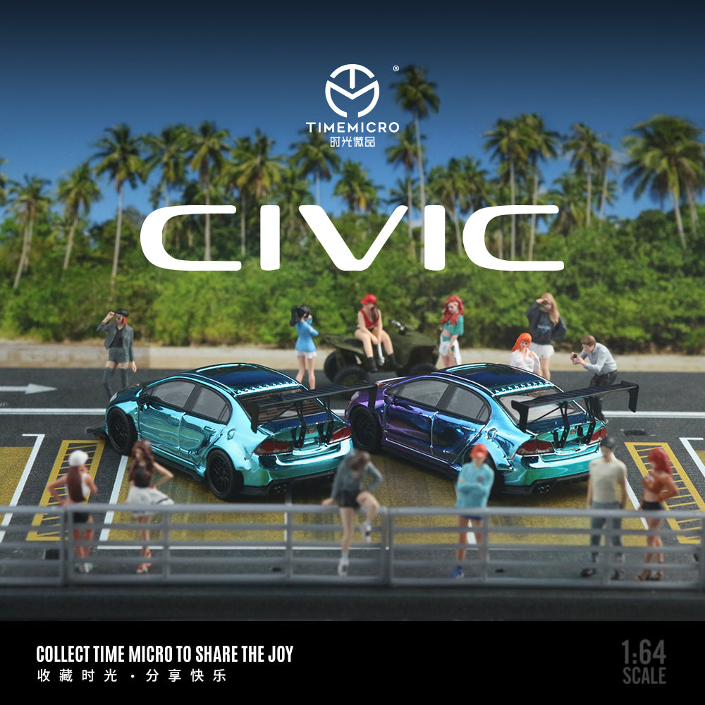 Vỏ hộp xe Honda Civic độ xanh dương Time Micro 1:64