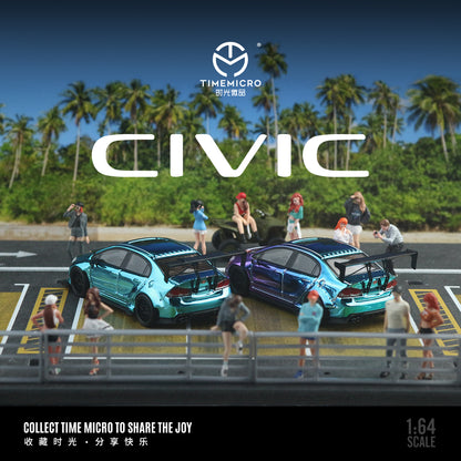Vỏ hộp xe Honda Civic độ xanh dương Time Micro 1:64