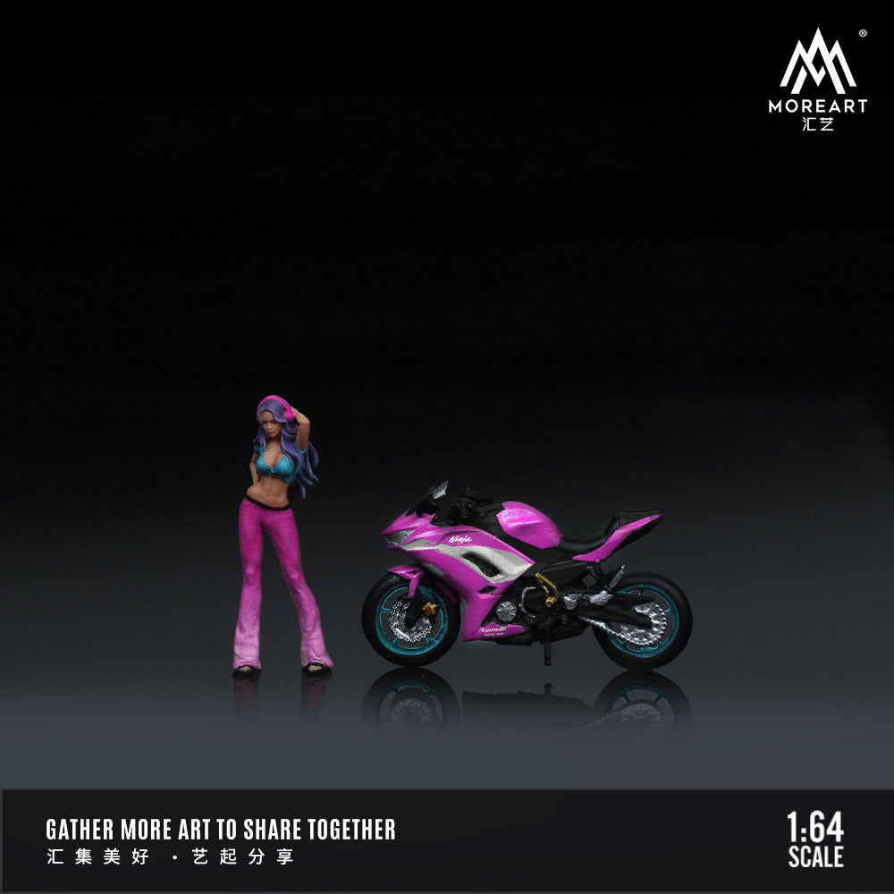 [ĐÃ RA MẮT] Mô hình diorama MOREART 1:64 Kawasaki NINJA650 Dream Purple Motorcycle Figure Set MO222108