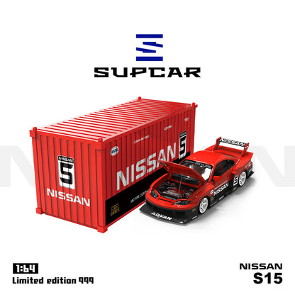 Góc trước mô hình xe SUPCAR S15 Red and Black Container Set
