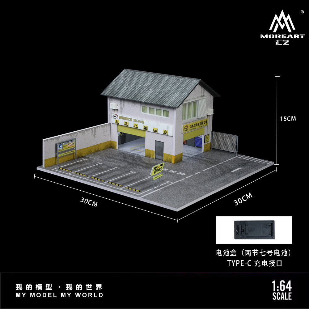 Diorama Morimoto Factory Lighting Set và xe mô hình tỉ lệ 1:64