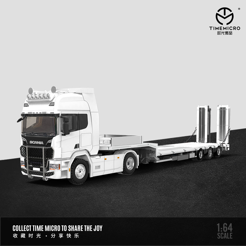 Góc trước xe Scania Flatbed Truck trắng