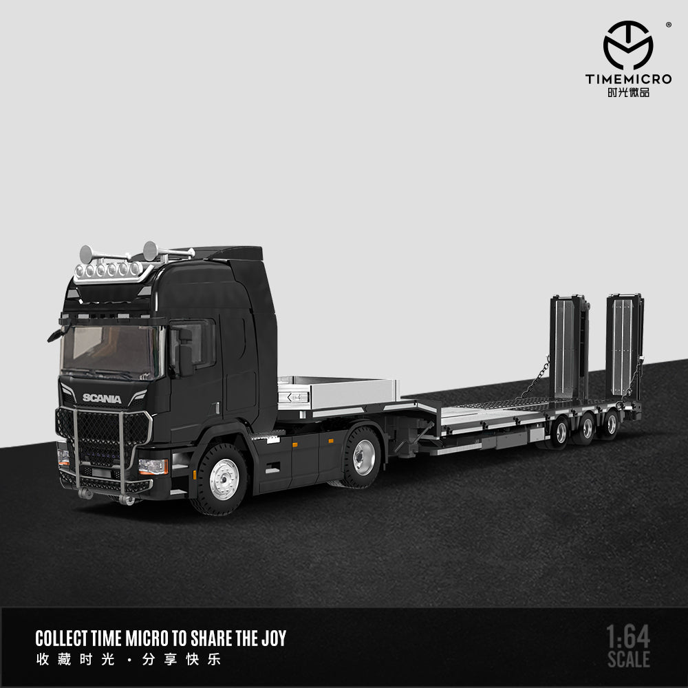 Góc trước xe Scania Flatbed Truck đen