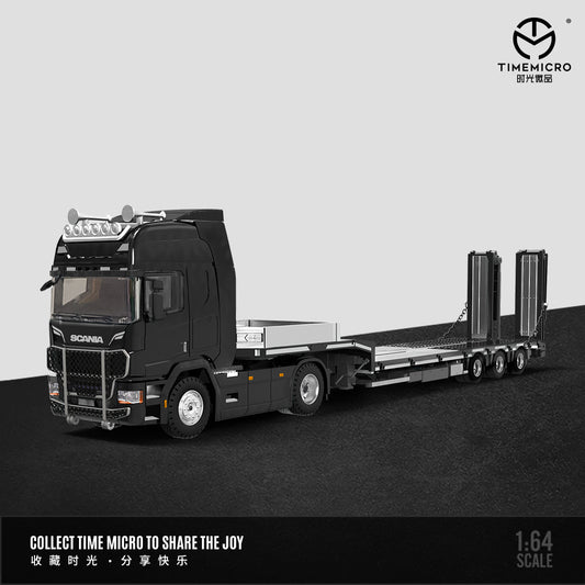 Góc trước xe Scania Flatbed Truck đen
