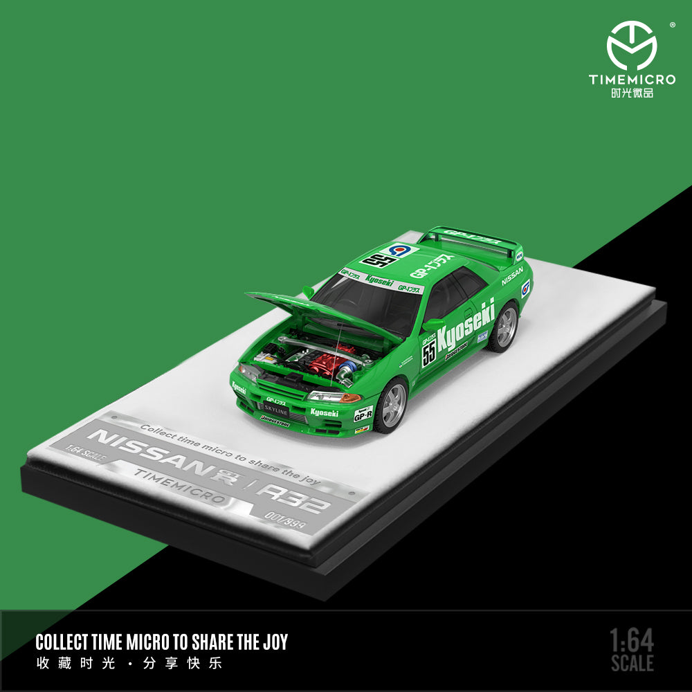 Xe Nissan GTR R32 Green #55 Racing Car Time Micro góc trực diện