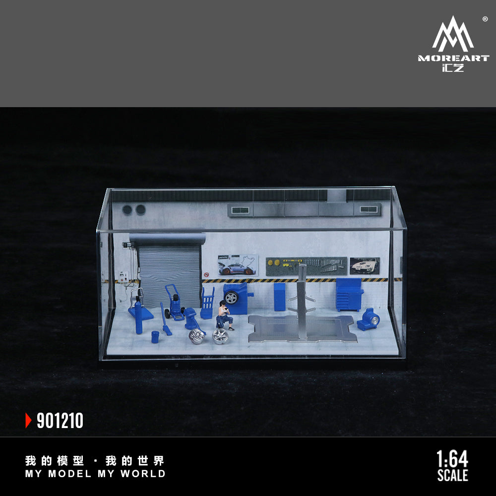Góc tổng quan diorama Auto Repair Shop B MoreArt 1:64