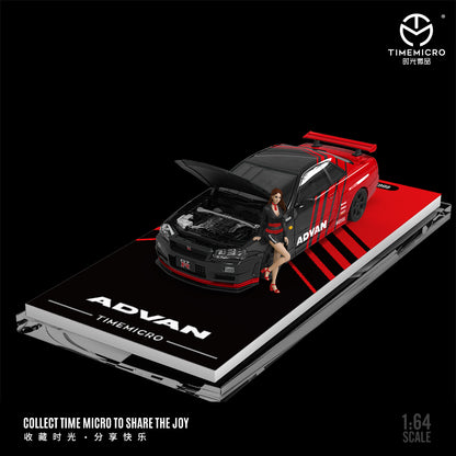 Nissan GTR34 Open Lid Advan Time Micro 1:64