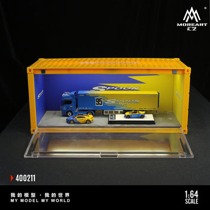 Góc chụp cận cảnh container có đèn