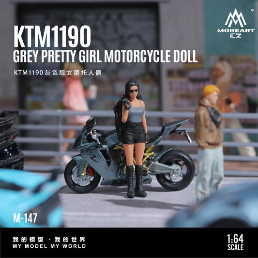 Mô hình diorama Moreart 1:64 KTM1190 Gray Female Motorcycle Figure Set