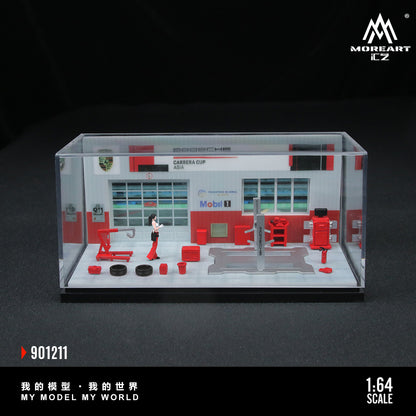 Góc nghiêng trái diorama Porsche Repair Shop MOREART