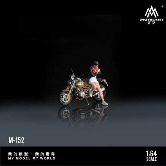 Mô hình diorama Brown Motorcycle Girl Moreart góc trước