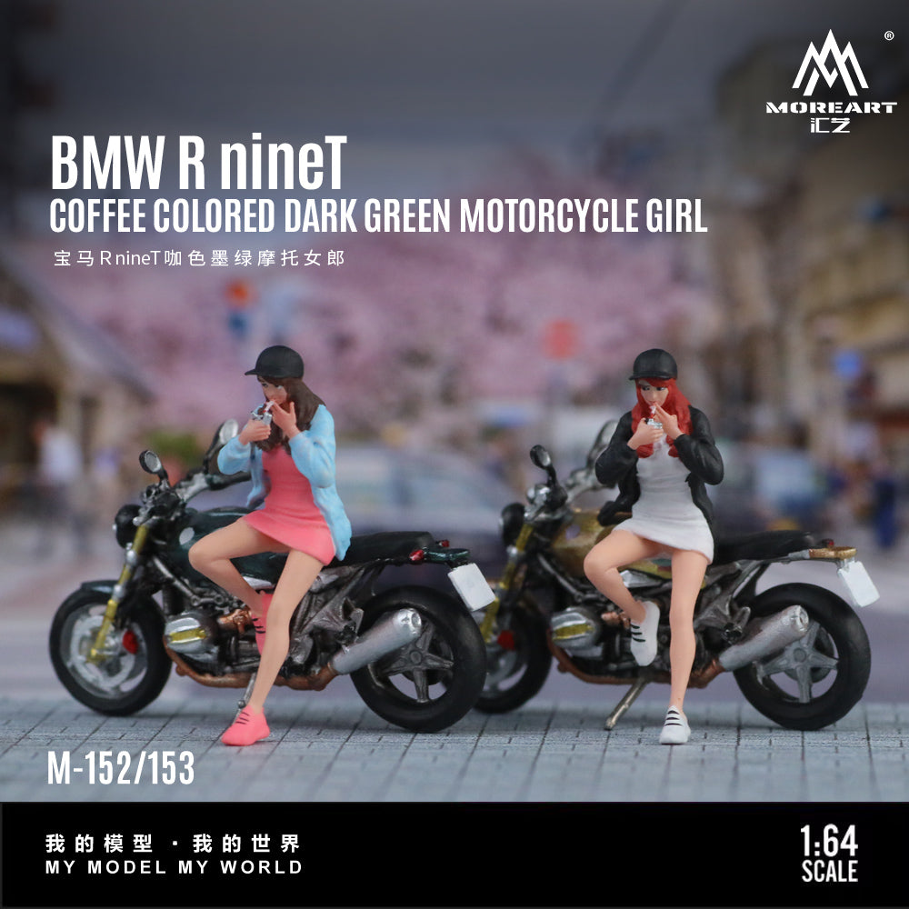 Mô hình diorama Brown Motorcycle Girl Moreart góc nghiêng