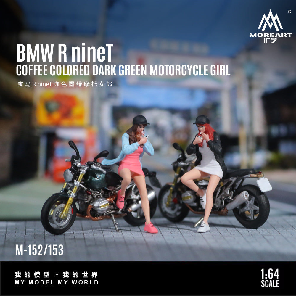 Mô hình diorama Dark Green Motorcycle Girl góc nhìn từ bên hông