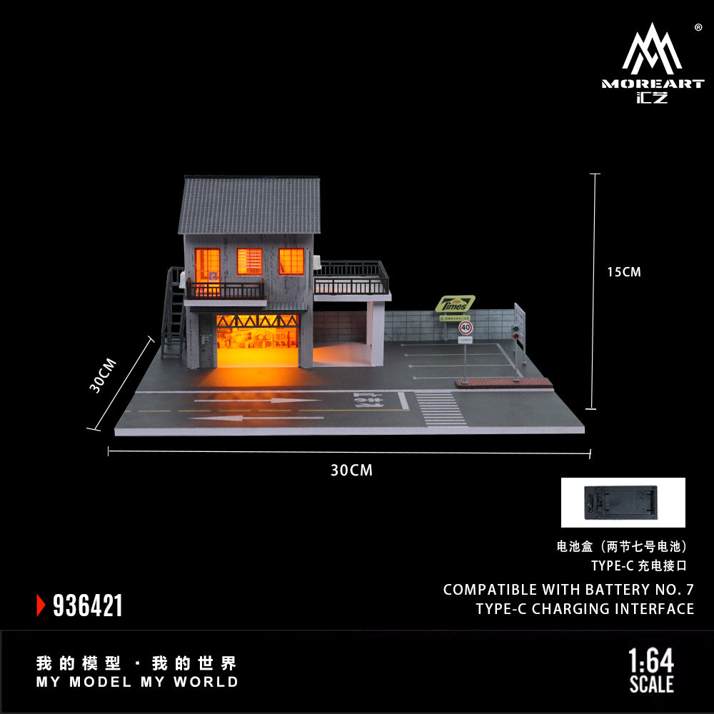 Mô hình diorama Japanese Car Repair Shop cận cảnh khu vực sửa chữa