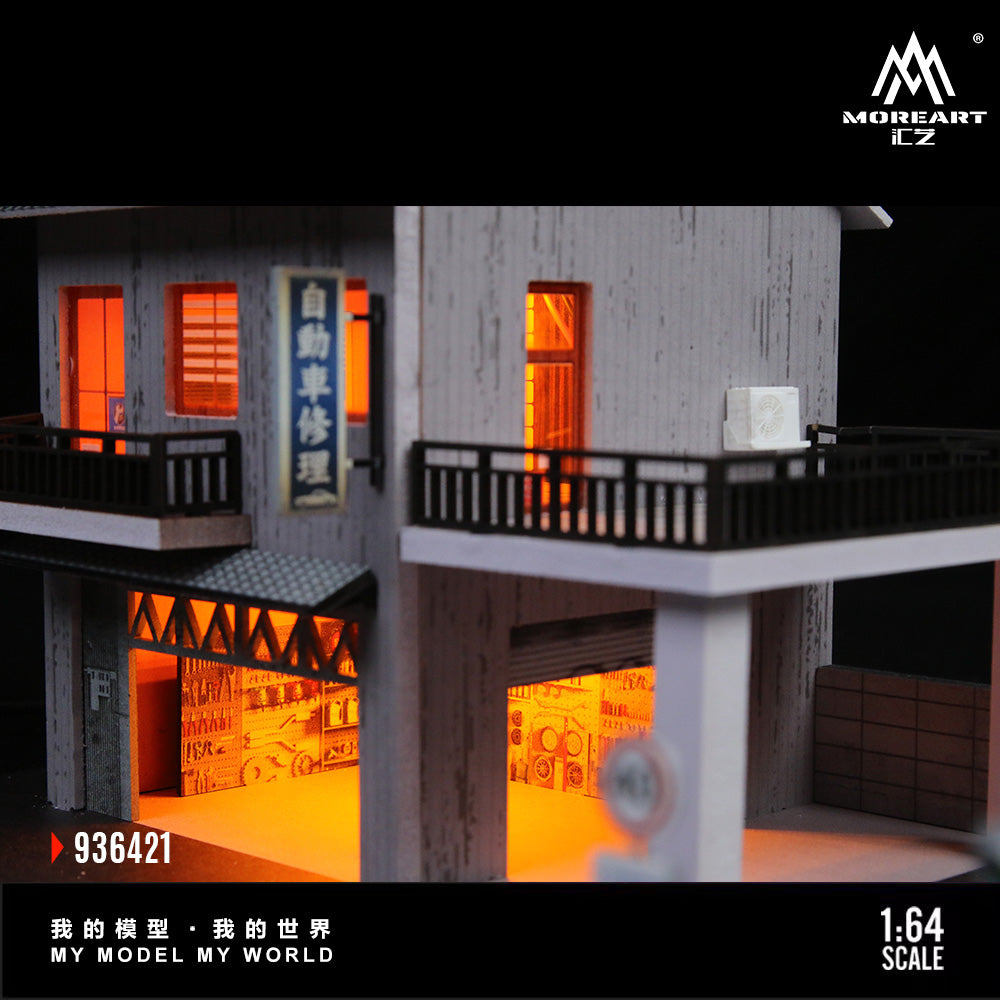 Mô hình diorama Japanese Car Repair Shop với xe hơi