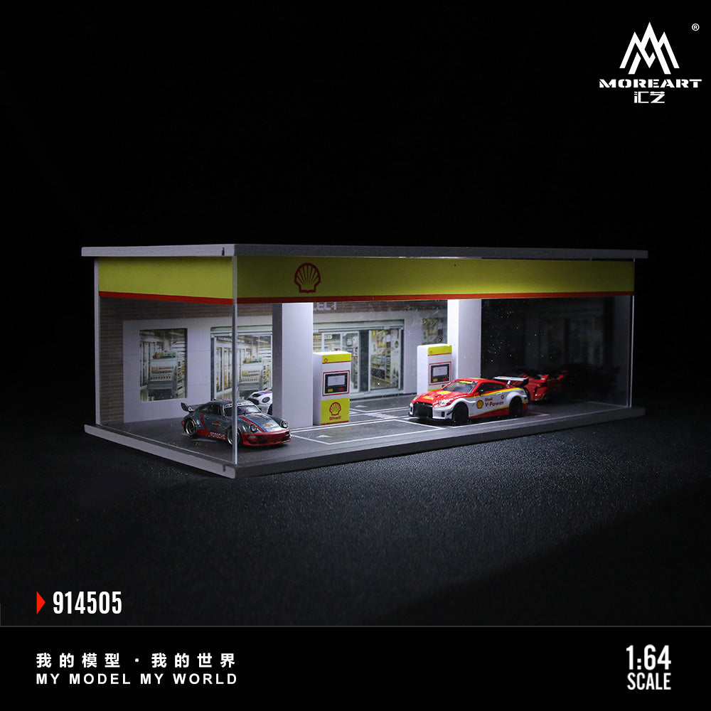 Góc trước diorama trạm xăng Shell tỉ lệ 1:64