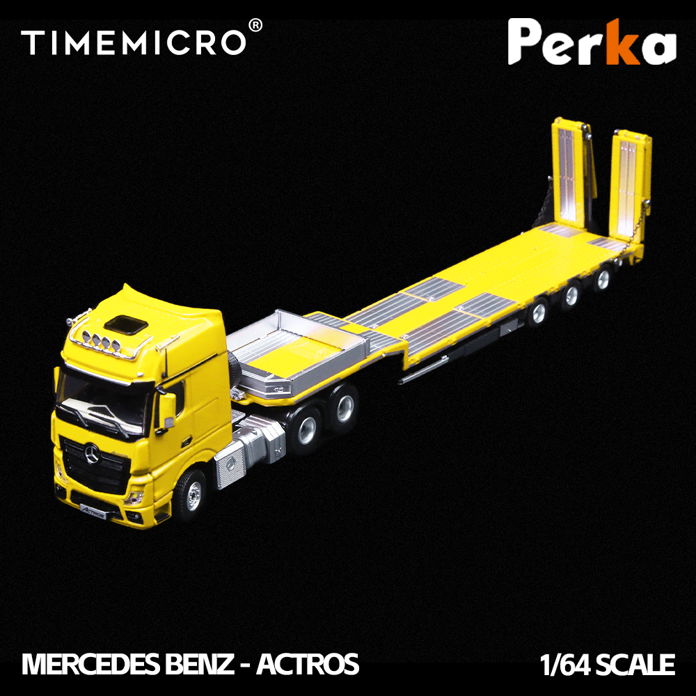 mô hình xe TIME MICRO 1:64 Mercedes-Benz Flatbed Truck màu vàng