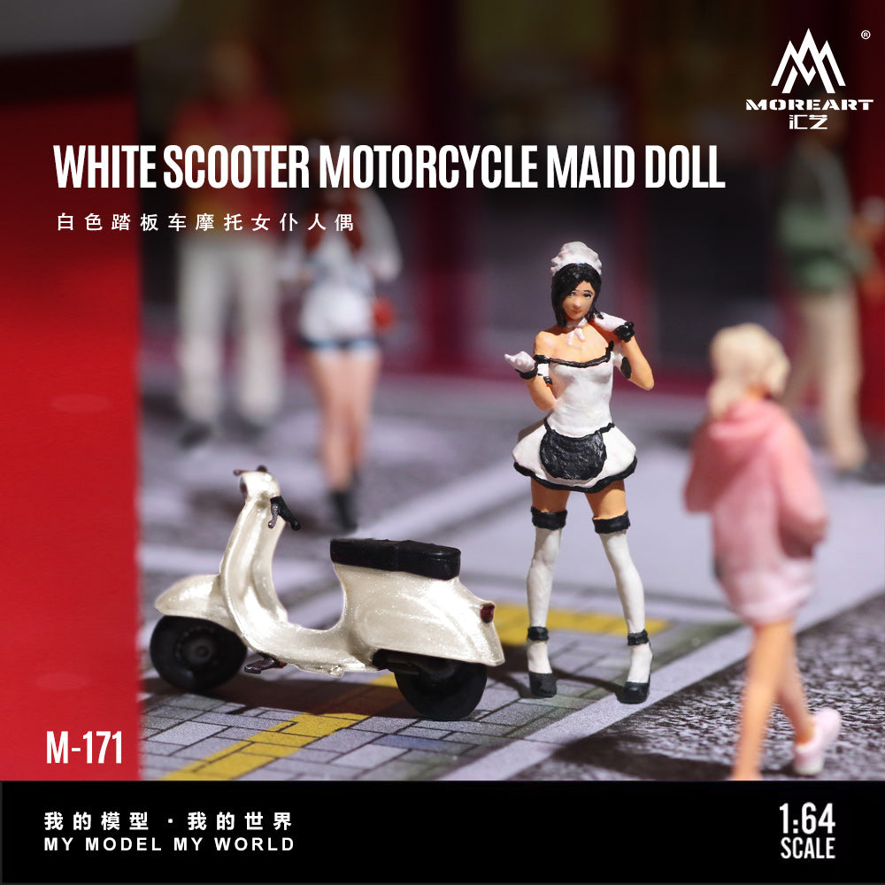 Mô hình Diorama White Scooter/Motorcycle Maid Doll Set MoreArt 1:64