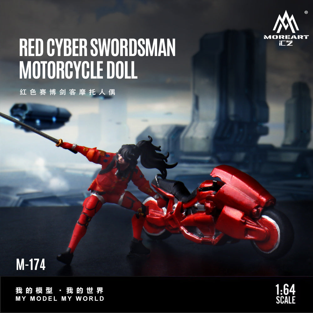 Diorama Red Cyber Swordsman Motorcycle góc nghiêng