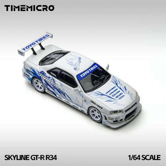 Góc trước xe Skyline GT-R R34 Drift Blaze White