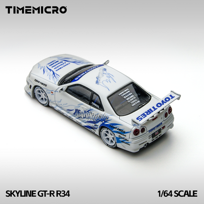 Góc nghiêng xe Skyline GT-R R34 Drift Blaze White