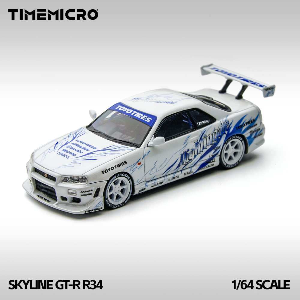 Vỏ hộp xe Skyline GT-R R34 Drift Blaze White Time Micro