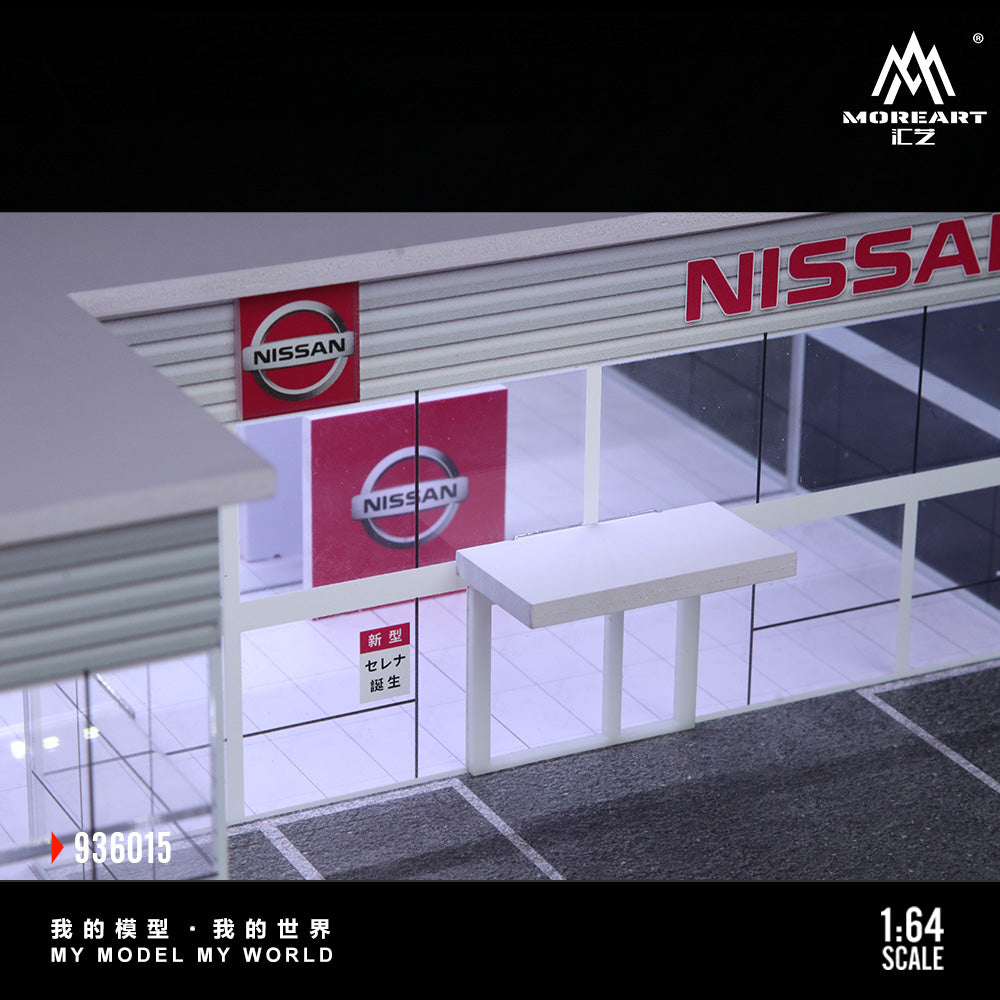 Mô hình diorama Nissan Showroom cận cảnh logo Nissan