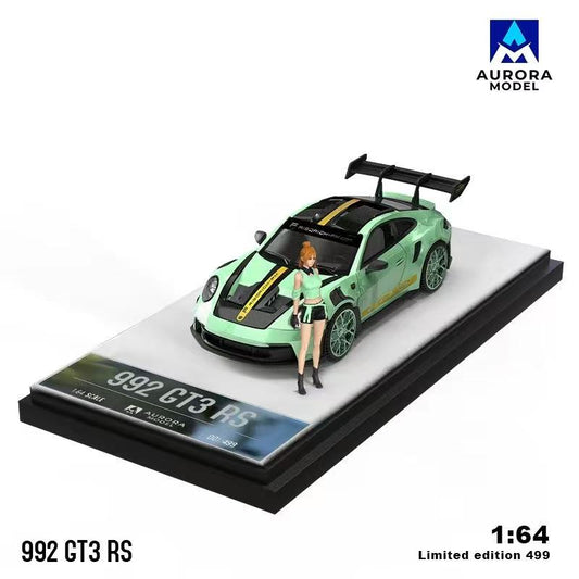 Mô hình xe Porsche 992 GT3 RS Mint Green Figure Aurora Model