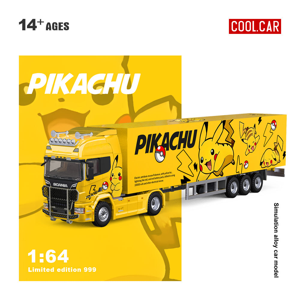 Mô hình xe Scania Container Truck Pikachu góc trước