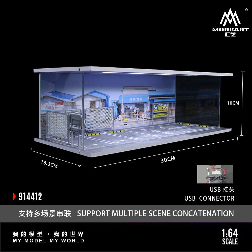 Diorama Cafeteria Parking Lot-Lighted Scene