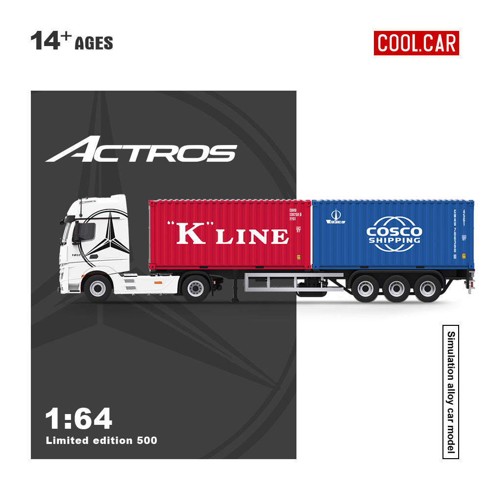 Xe container Mercedes-Benz Actros màu trắng tỉ lệ 1:64