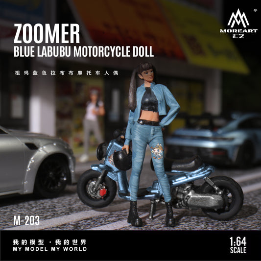 Mô hình diorama MOREART Zuma Blue Labubu Motorcycle Figure