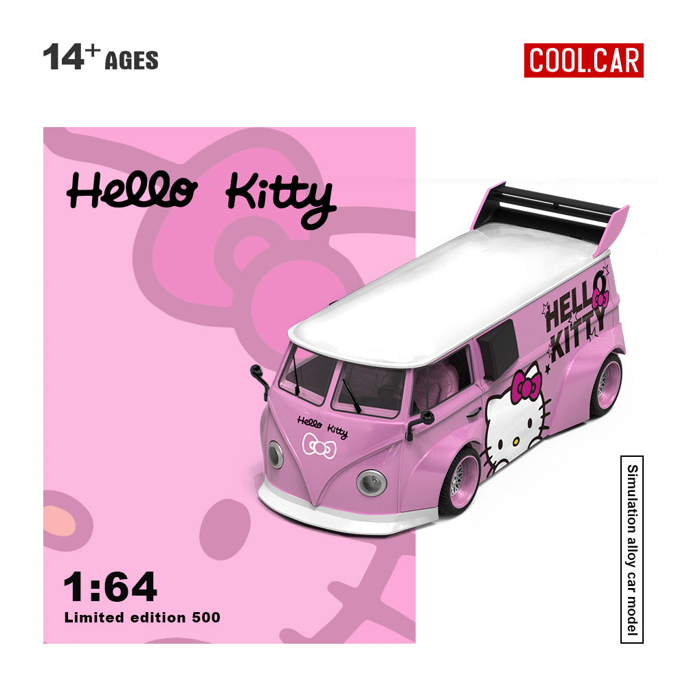 Mô hình xe Volkswagen T1 Light Pink Hello Kitty COOL CAR