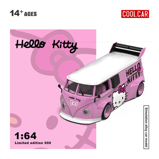 Mô hình xe Volkswagen T1 Light Pink Hello Kitty COOL CAR
