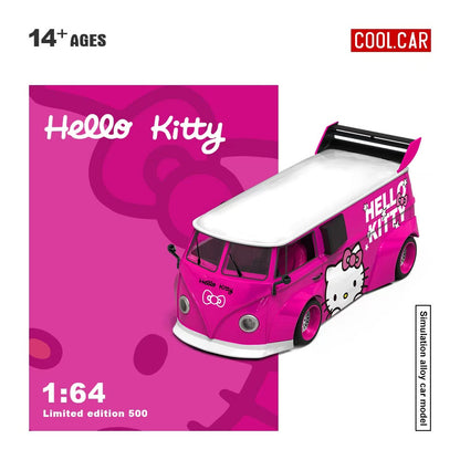 Mô hình xe Volkswagen T1 Dark Pink Hello Kitty COOL CAR