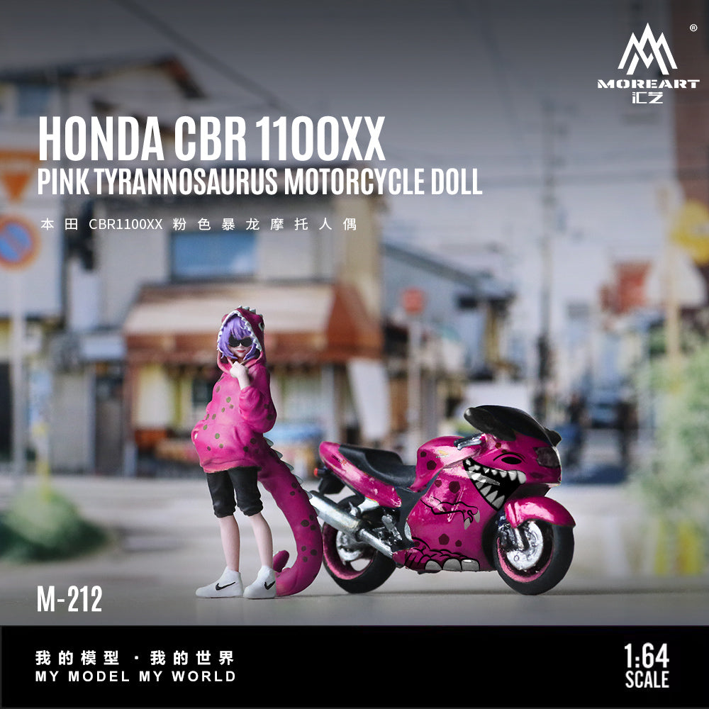 Mô hình Honda CBR1100XX Pink Tyrannosaurus Rex Motorcycle Figure MOREART tỉ lệ 1:64