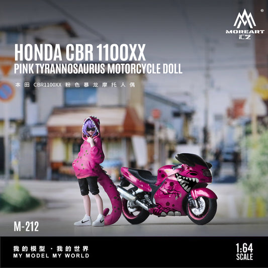Mô hình Honda CBR1100XX Pink Tyrannosaurus Rex Motorcycle Figure MOREART tỉ lệ 1:64