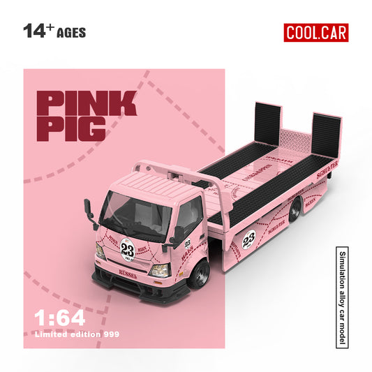 Mô hình xe H300 Flatbed Transport Trailer-Pink Pig tỉ lệ 1:64