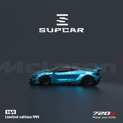 Góc trước xe McLaren 720S Bright Blue tỉ lệ 1:64