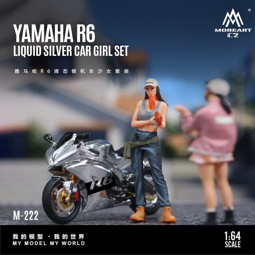 Yamaha R6 Liquid Silver Motorcycle Girl Set MOREART