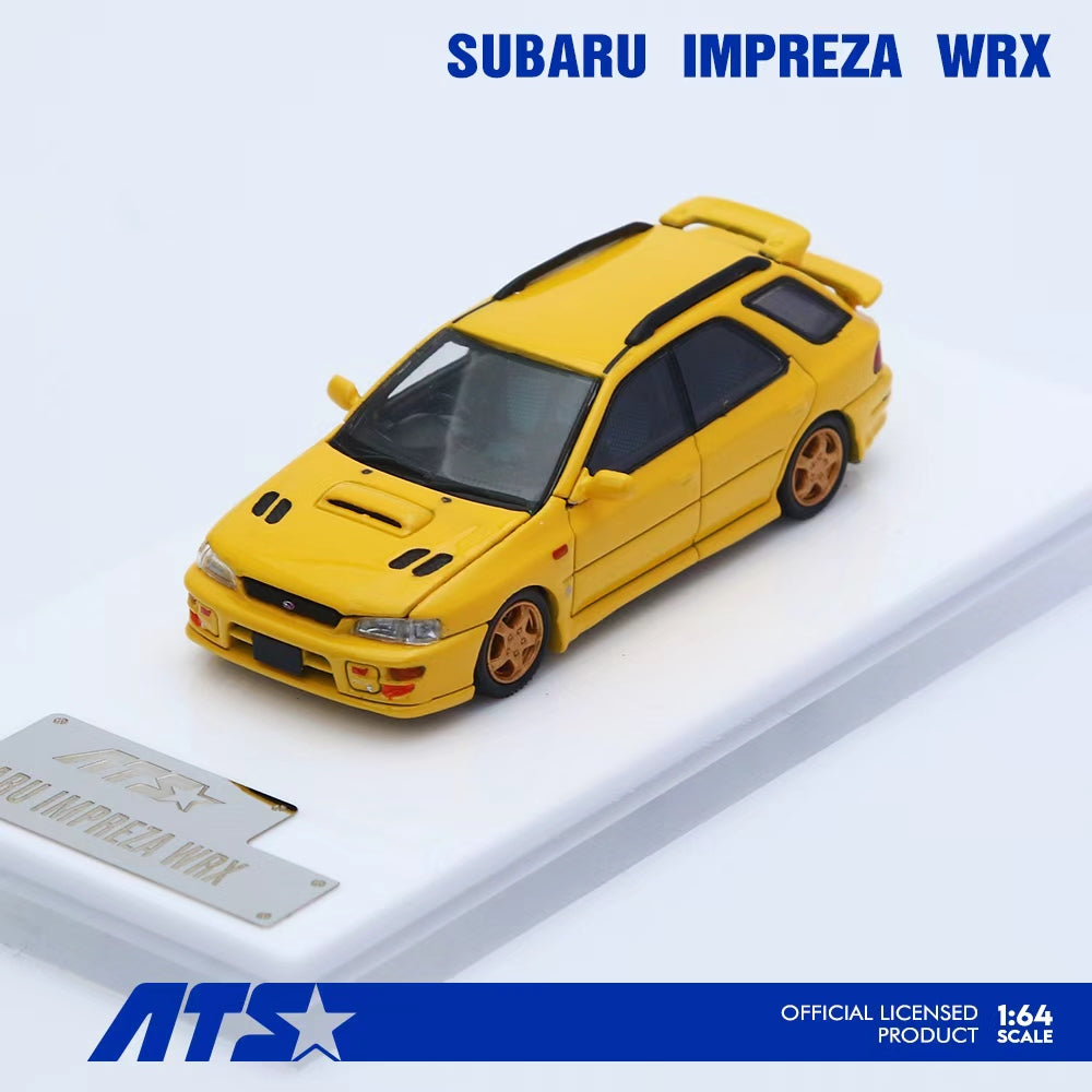 Góc trước mô hình xe ATS Subaru Impreza WRX-Yellow tỉ lệ 1:64