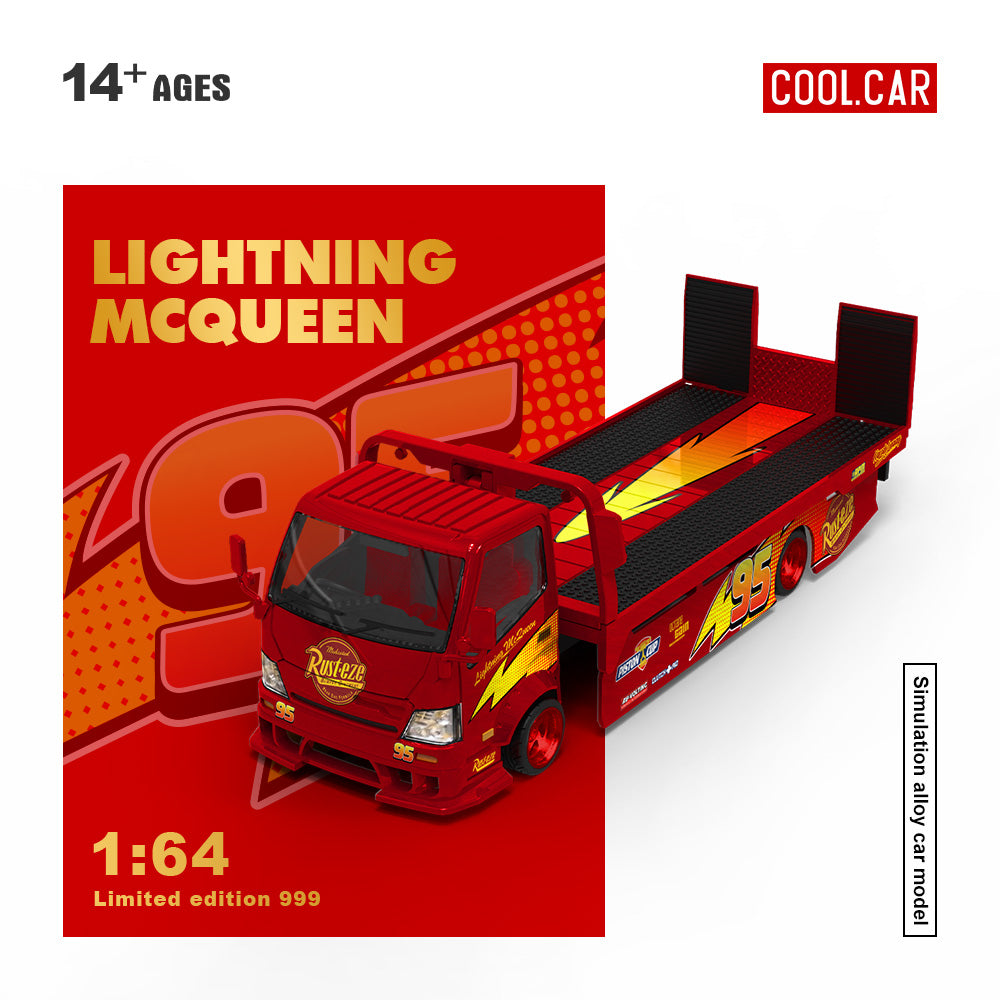 Mô hình xe COOL CAR H300 Flatbed Transport Trailer-Lightning McQueen Livery tỉ lệ 1:64
