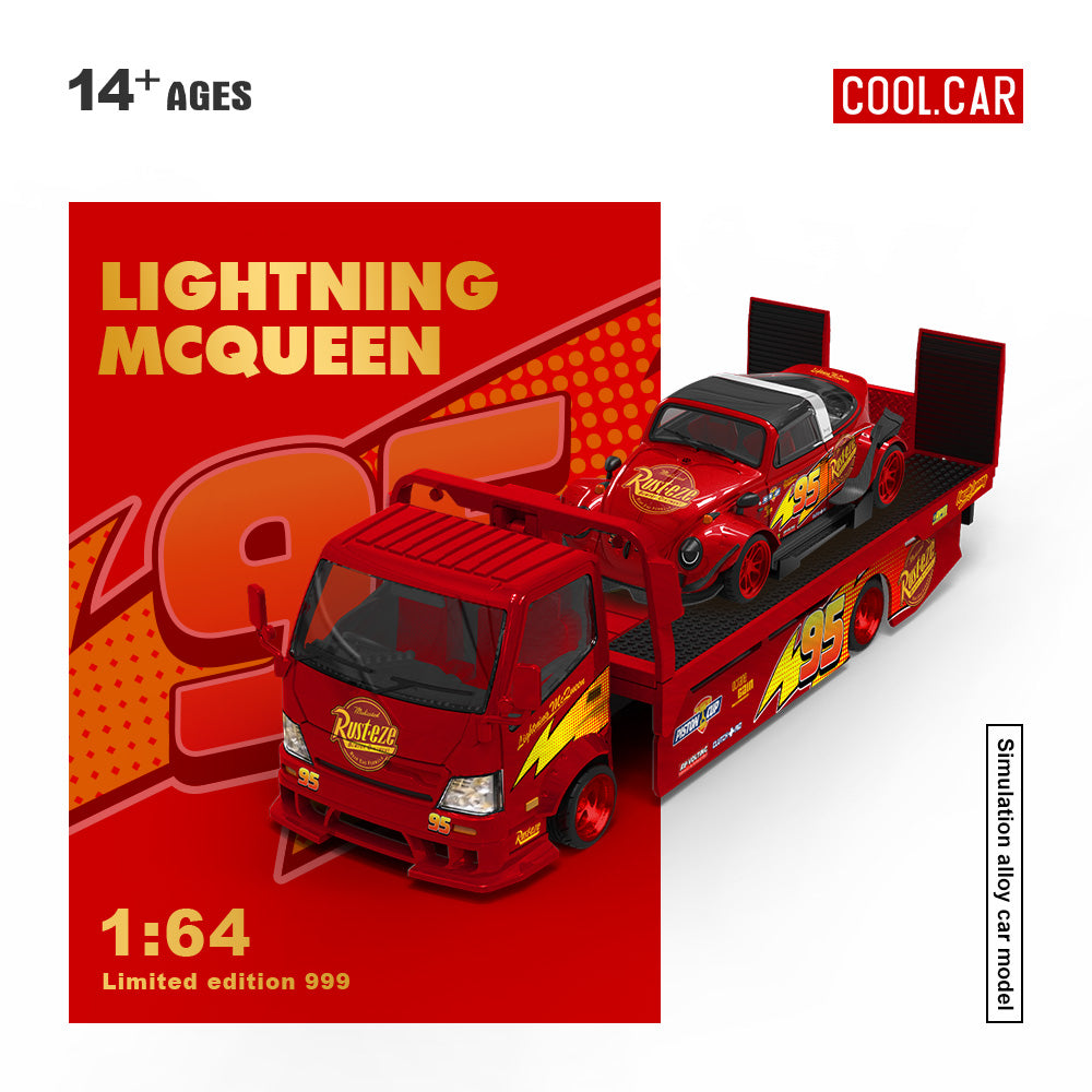 Mô hình xe COOL CAR H300 Flatbed Transport Trailer-Lightning McQueen Livery Kit tỉ lệ 1:64