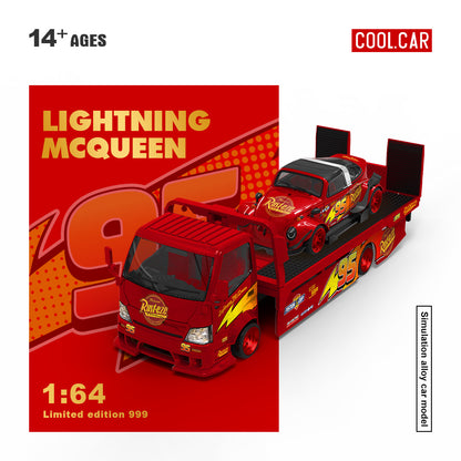Mô hình xe COOL CAR H300 Flatbed Transport Trailer-Lightning McQueen Livery Kit tỉ lệ 1:64