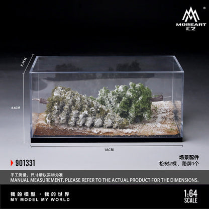 Cây cối và tuyết trong diorama