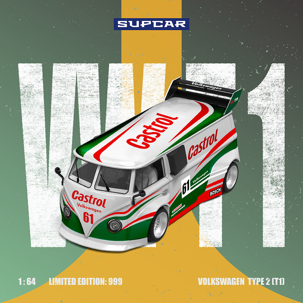 Mô hình xe SUPCAR 1:64 Volkswagen T1 Castrol No. 61 livery