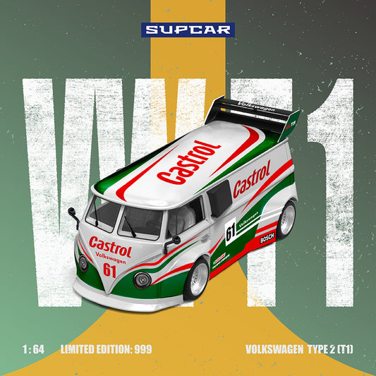 Mô hình xe SUPCAR 1:64 Volkswagen T1 Castrol No. 61 livery