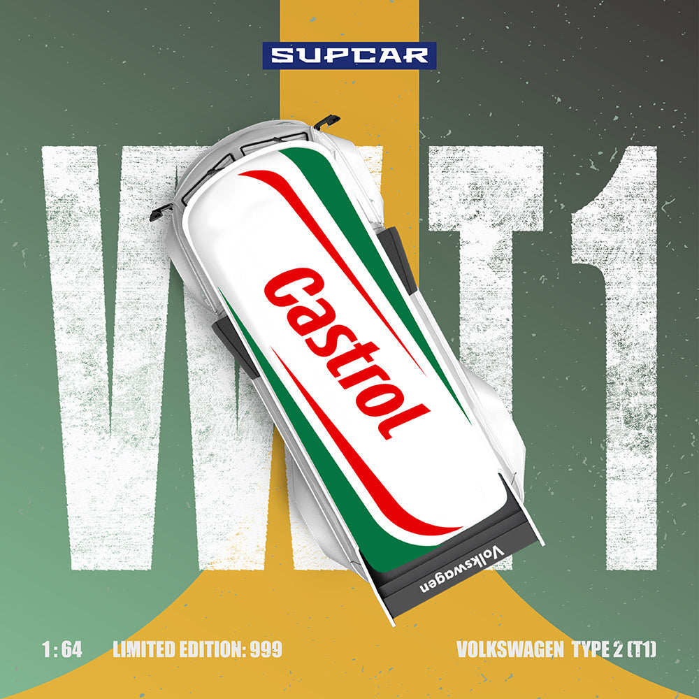 Ảnh cận cảnh mô hình xe Volkswagen T1 Castrol No. 61