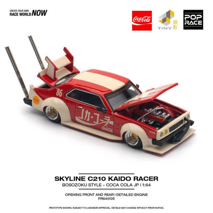 [HÀNG CÓ SẴN] Mô hình xe POPRACE 1:64 SKYLINE C210 KAIDO RACER (BOSOZOKU STYLE) - COCA COLA JP PR640135