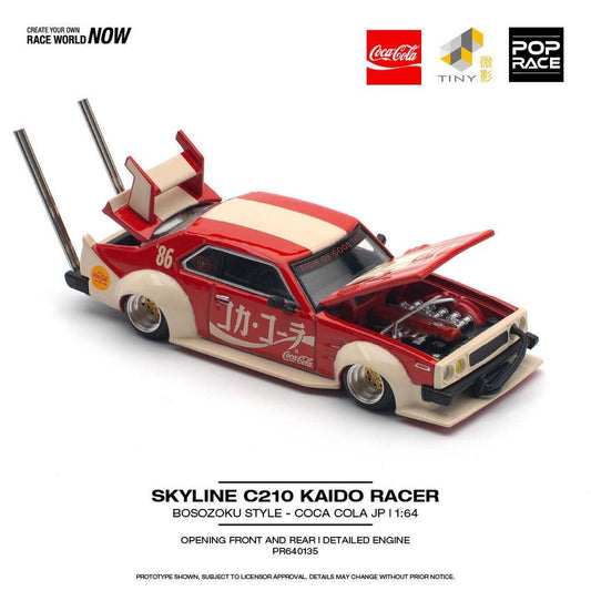 [HÀNG CÓ SẴN] Mô hình xe POPRACE 1:64 SKYLINE C210 KAIDO RACER (BOSOZOKU STYLE) - COCA COLA JP PR640135